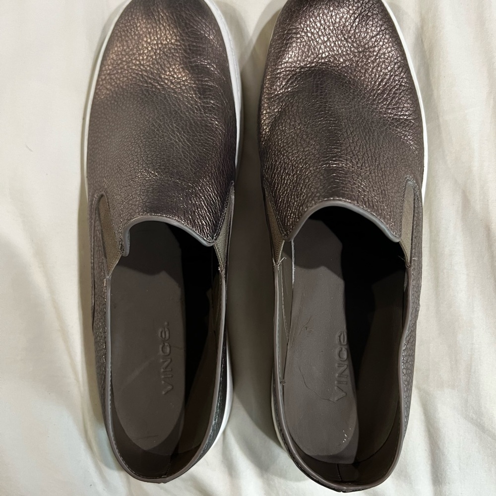 VINCE Verrell backless sneaker BRONZE super soft leather worn once size 9M